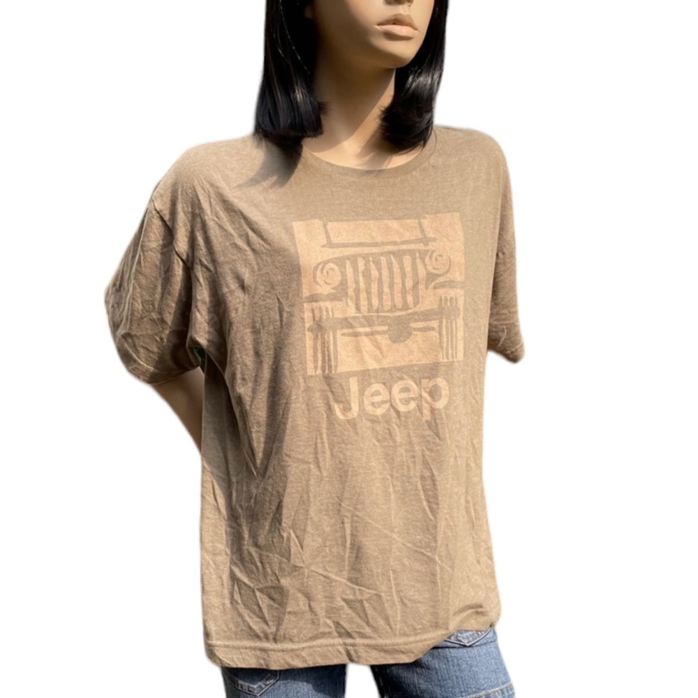 Youth Jeep Tan Graphic Tee size Youth XL Fits ladies small